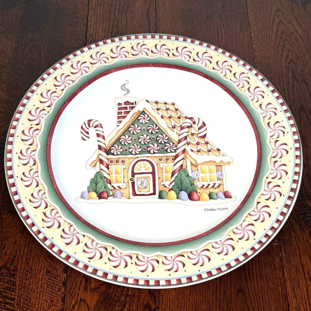 Vintage Debbie Mumm Gingerbread House Christmas Serving Platter Sakura Holiday